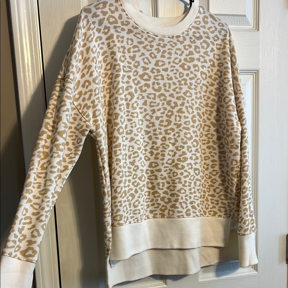 Leopard Print Sweater - Cream and Tan